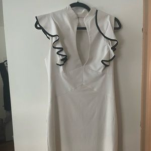 Black Halo Ruffled Pin Dress